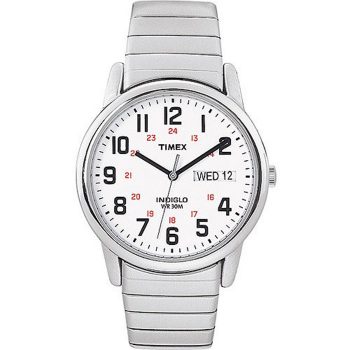 Timex Men's Easy Reader Day-Date 35mm Silver-Tone Stainless Steel Extra-Long Expansion Band Watch